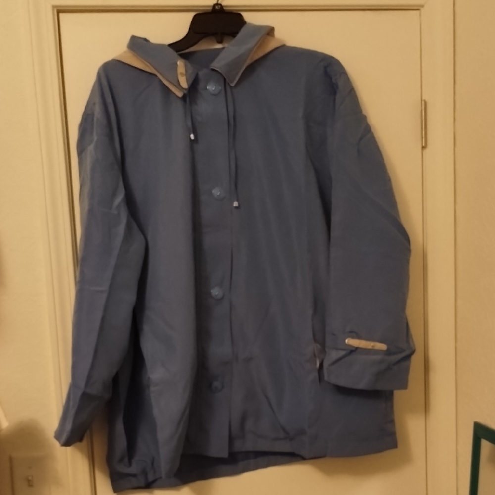 Woman's Classic Blue Raincoat with Hood